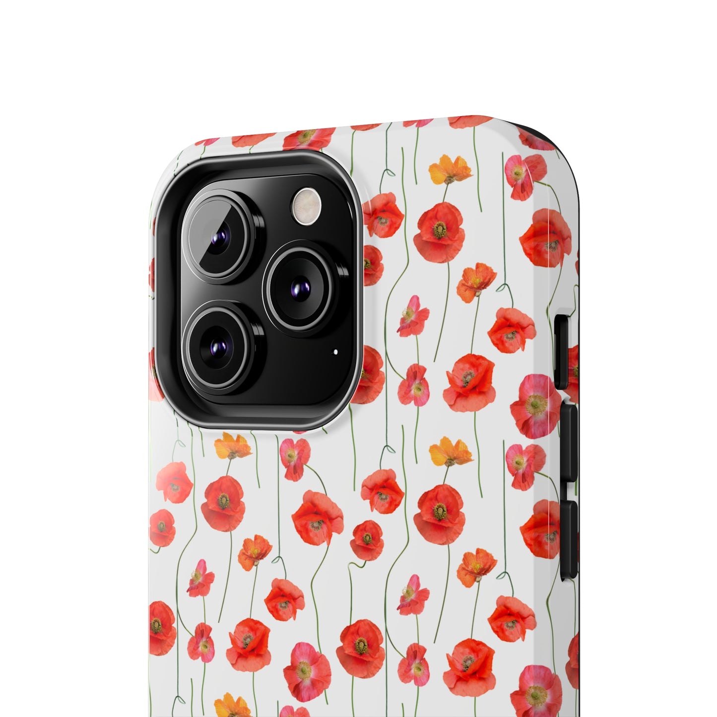 Vivid Elegance: Bright Red Poppies on a White Background Iphone Tough Phone Case