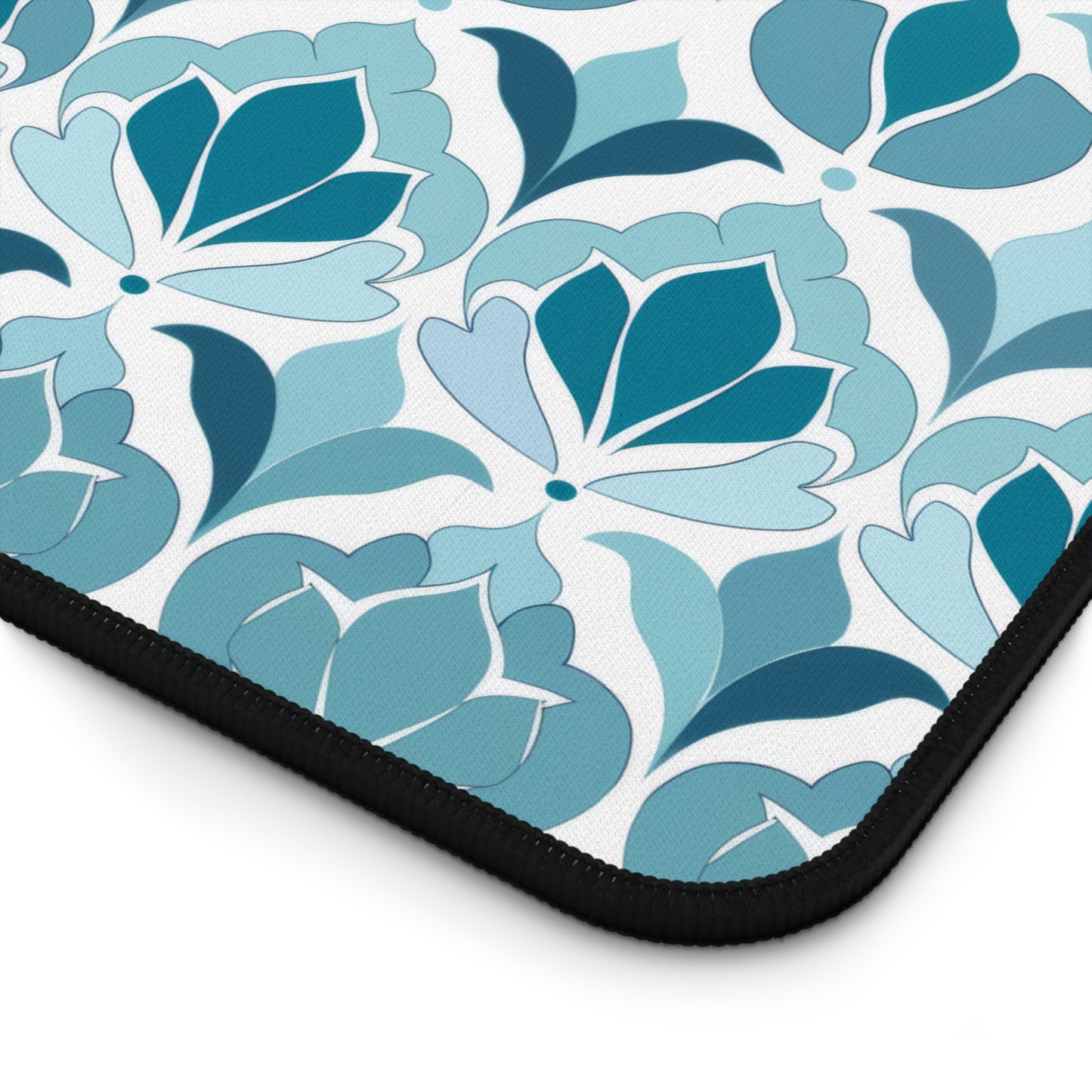 Serene Floral Pattern in Shades of Aqua and Teal, Forming Graceful Botanical Motifs Extended Gaming Mouse Pad  Desk Mat  - 3 Sizes