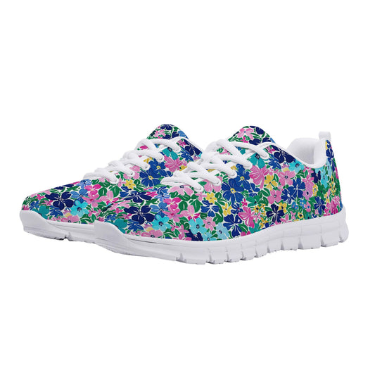 Rainbow Blooms: Vibrant Multi-color Watercolor Flowers in Full Bloom Womens EVA Mesh Running Shoes US5-US12