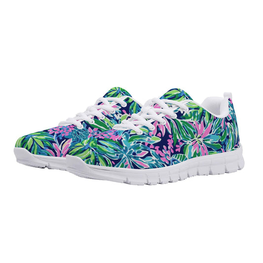 Seaside Blossoms: Coastal Spring Flowers in Pink, Green, and Navy Watercolors Womens EVA Mesh Running Shoes US5-US12