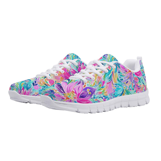 Tropical Prism: Rainbow Watercolor Flowers in Full Bloom Women's EVA Mesh Running Shoes US5-US12