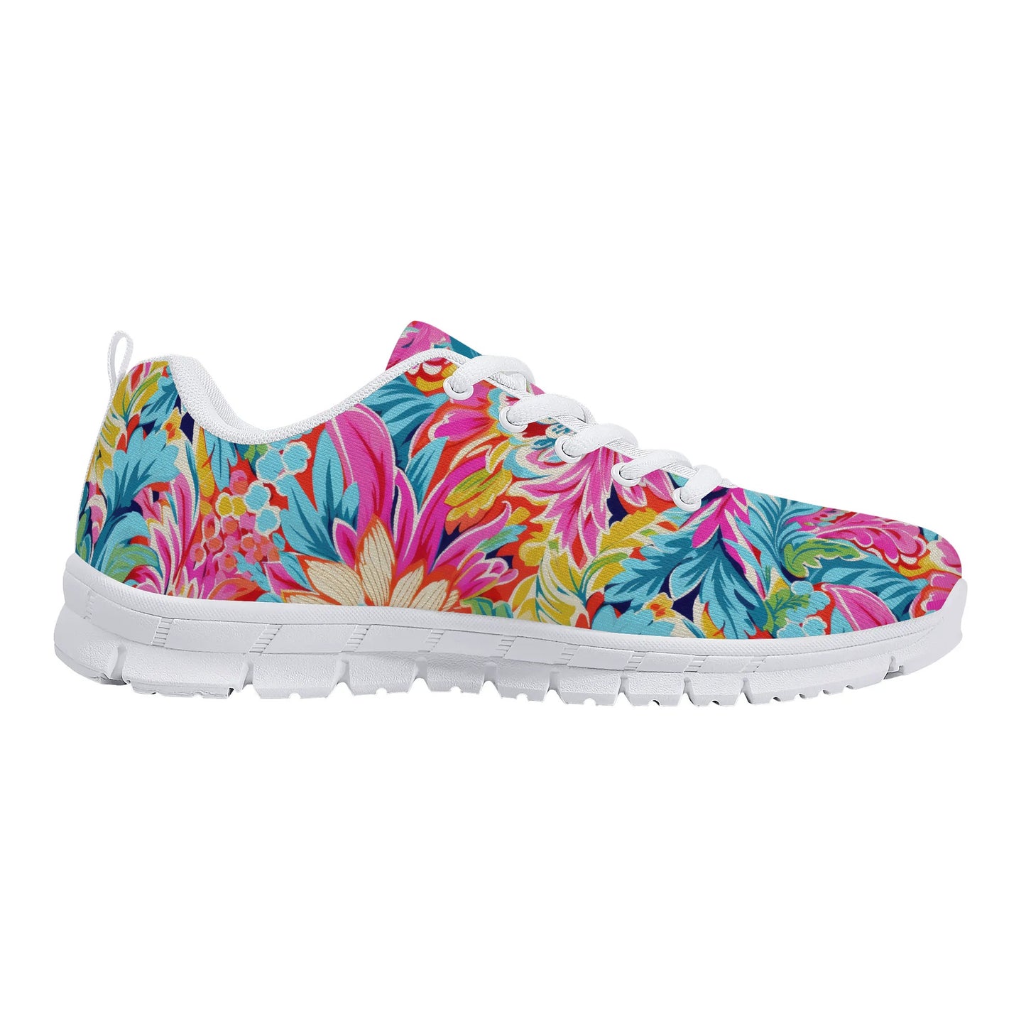 Coastal Summer Blooms: Bright Floral Watercolors in Coastal Hues Womens EVA Mesh Running Shoes US5-US12