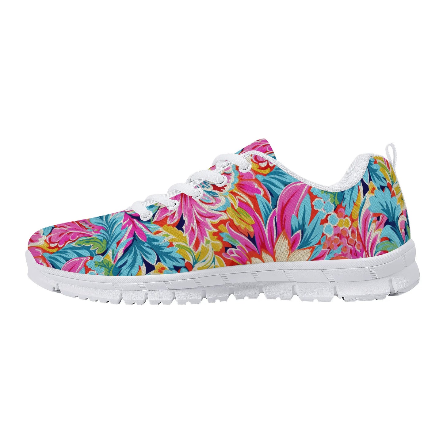 Coastal Summer Blooms: Bright Floral Watercolors in Coastal Hues Womens EVA Mesh Running Shoes US5-US12