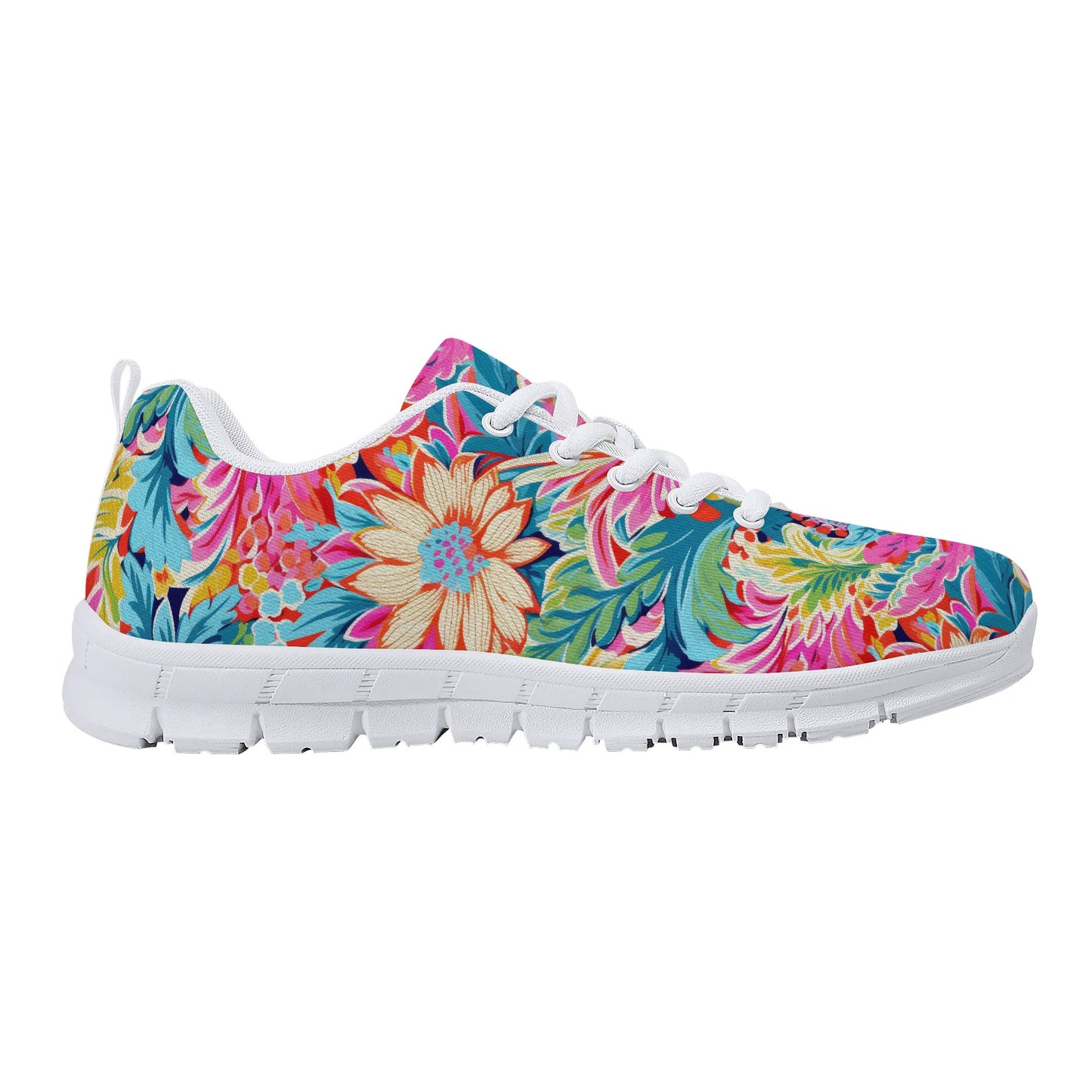 Coastal Summer Blooms: Bright Floral Watercolors in Coastal Hues Womens EVA Mesh Running Shoes US5-US12