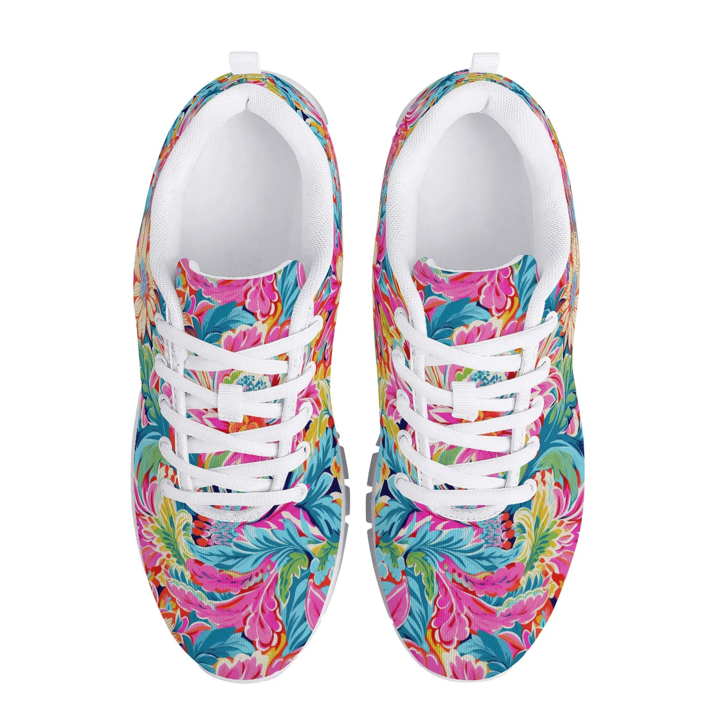 Coastal Summer Blooms: Bright Floral Watercolors in Coastal Hues Womens EVA Mesh Running Shoes US5-US12