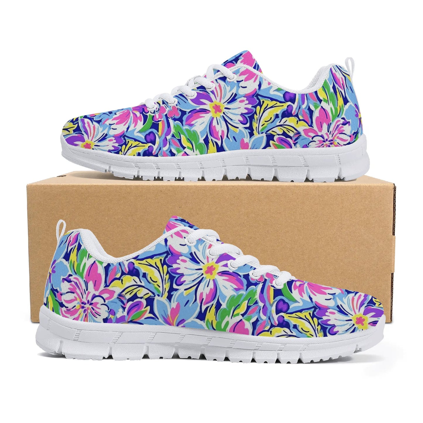 Tropical Burst: Vibrant Summer Flowers in Full Bloom Womens EVA Mesh Running Shoes US5-US12