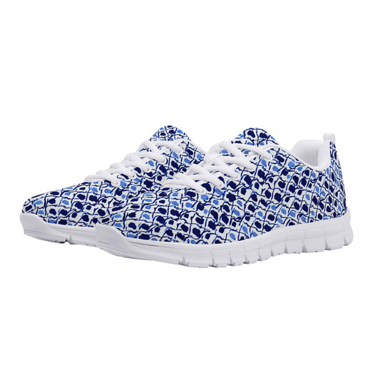 Midnight Mirage: Abstract Damask Navy and Blue Pattern Women's EVA Mesh Running Shoes US5-US12