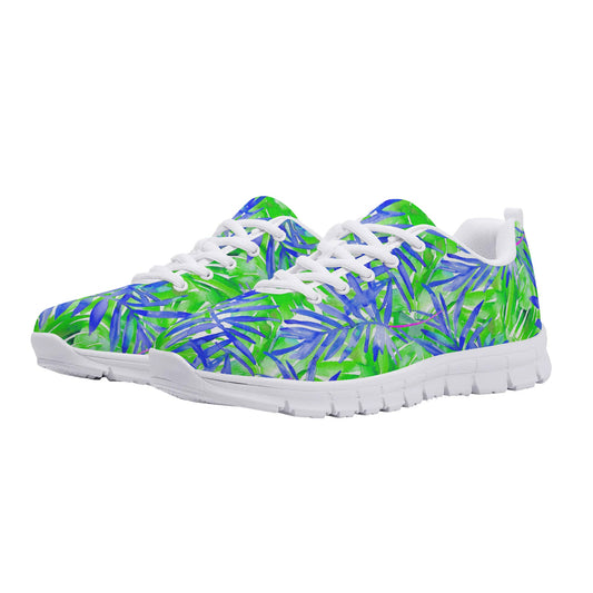 Tropical Harmony Blue and Green Palm Tree Leaves Womens EVA Mesh Running Shoes US5-US12