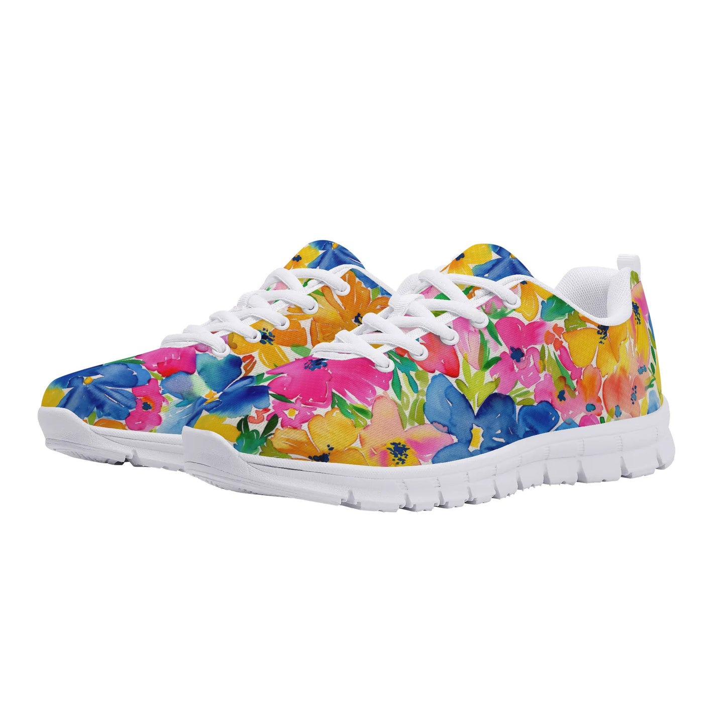 Springtime Kaleidoscope: Multi-color Watercolor Blossoms in Bloom Womens EVA Mesh Running Shoes US5-US12