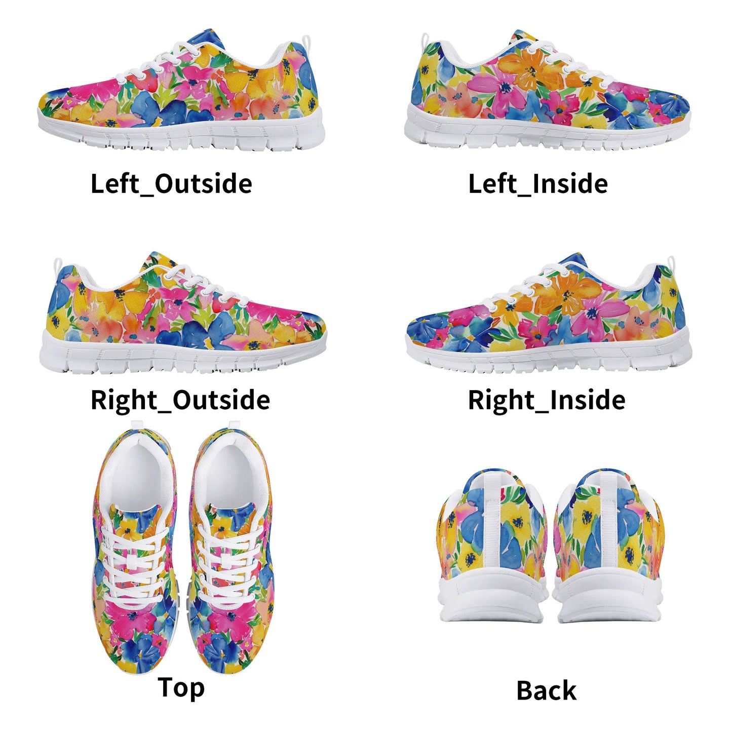 Springtime Kaleidoscope: Multi-color Watercolor Blossoms in Bloom Womens EVA Mesh Running Shoes US5-US12