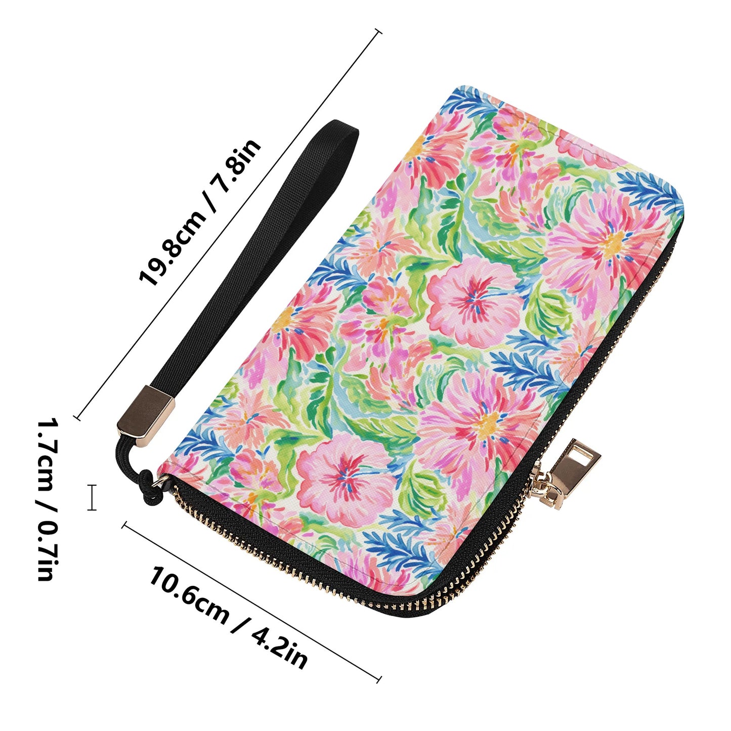 Pastel Oasis: Watercolor Hibiscus Flowers and Palms in Soft Hues - Wristlet Wallet Leather (PU)