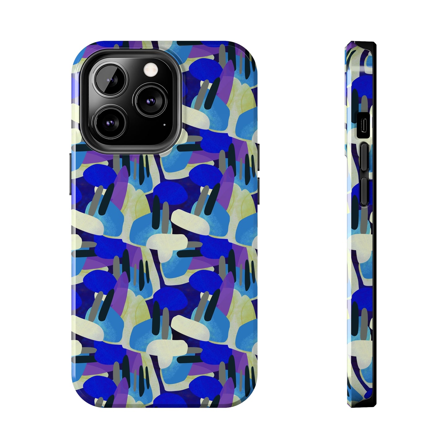 Blue, Purple and Green Abstract Design Iphone Tough Phone Case