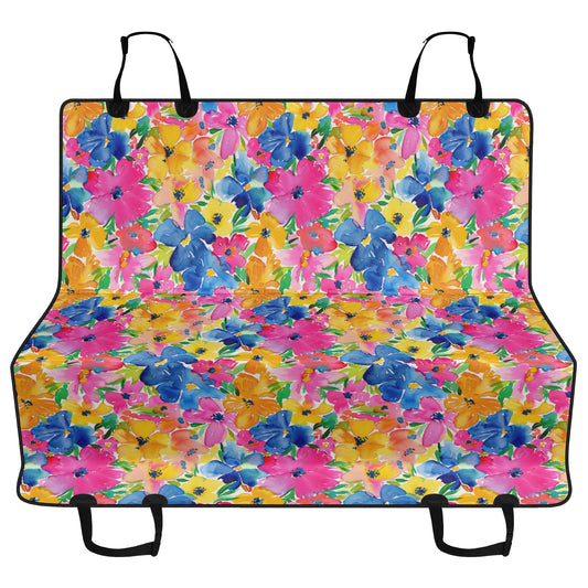 Springtime Kaleidoscope: Multi-color Watercolor Blossoms in Bloom - Car Pet Seat Cover