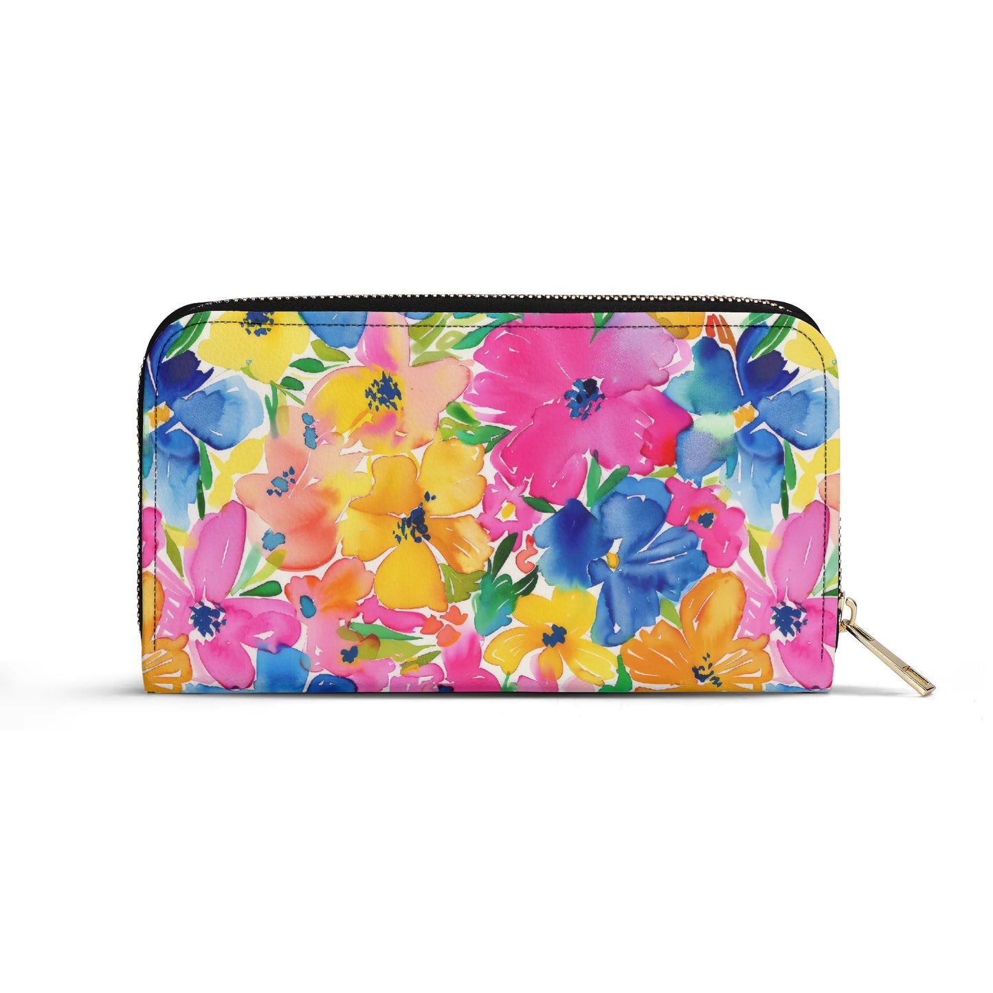 Springtime Kaleidoscope: Multi-color Watercolor Blossoms in Bloom - Leather Wallet (PU)