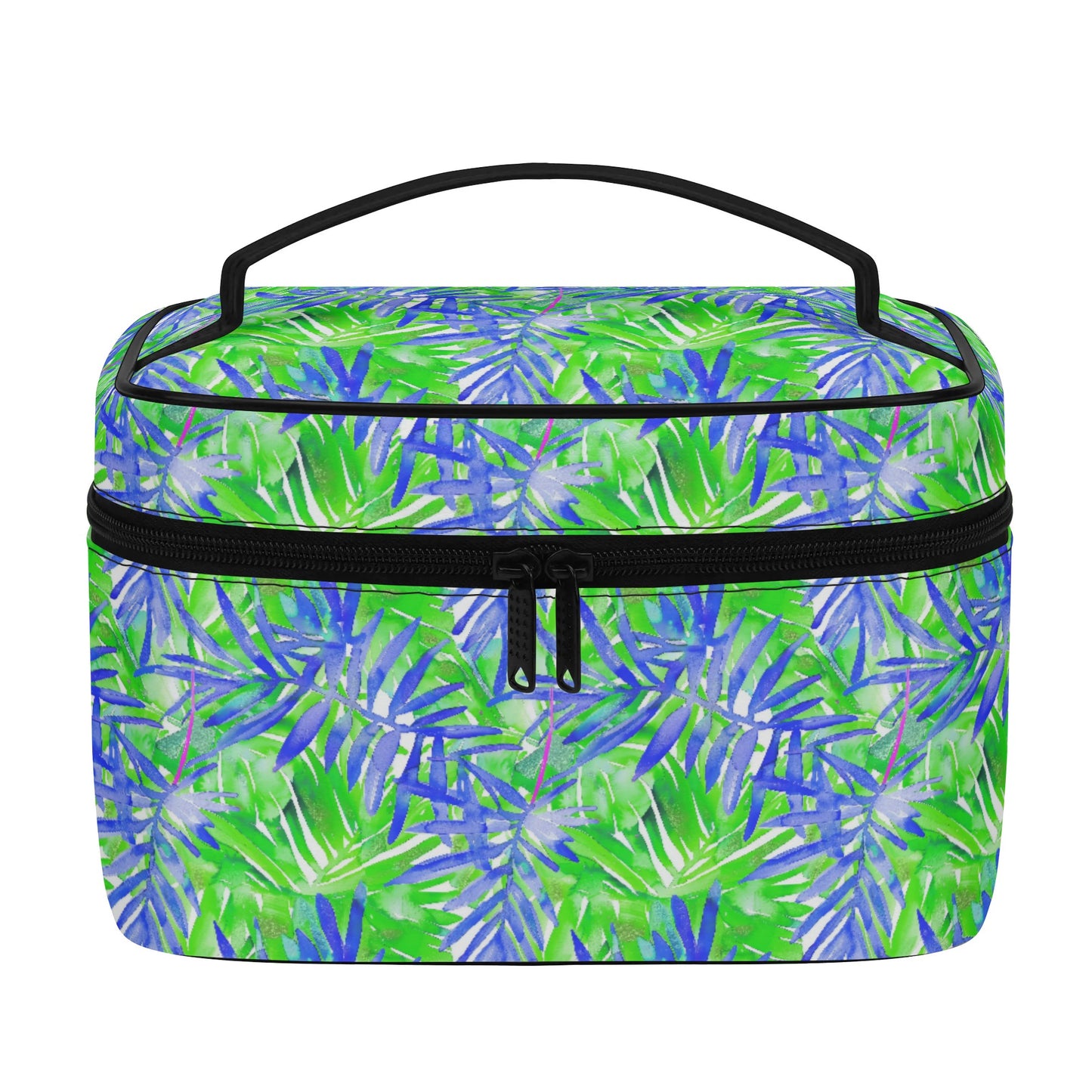 Tropical Harmony Blue and Green Palm Tree Leaves - Cosmetic or Toiletry Bag Faux Leather (PU)