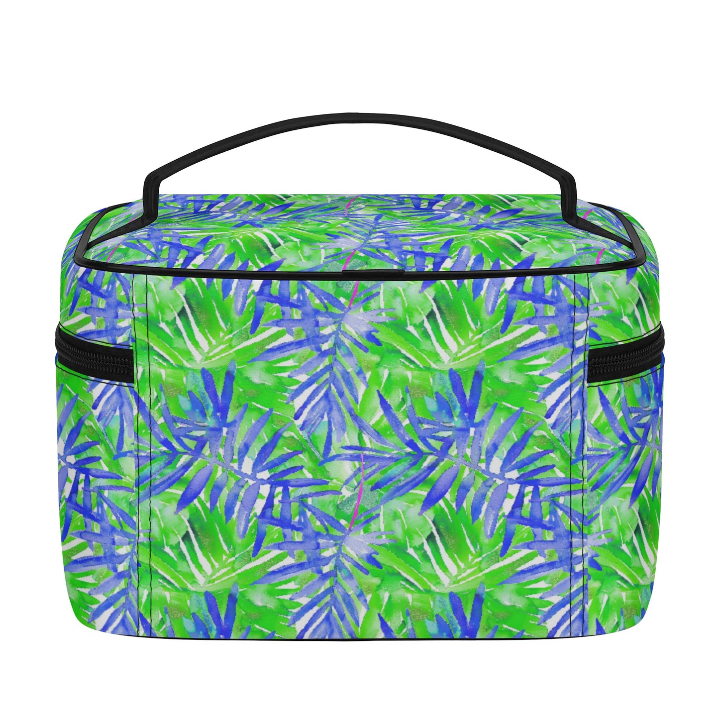 Tropical Harmony Blue and Green Palm Tree Leaves - Cosmetic or Toiletry Bag Faux Leather (PU)