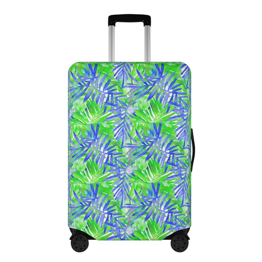 Tropical Harmony Blue and Green Palm Tree Leaves Luggage Protector and Cover 4 Sizes