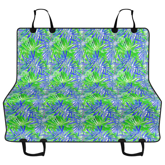 Tropical Harmony Blue and Green Palm Tree Leaves Car Pet Seat Cover 2 Sizes