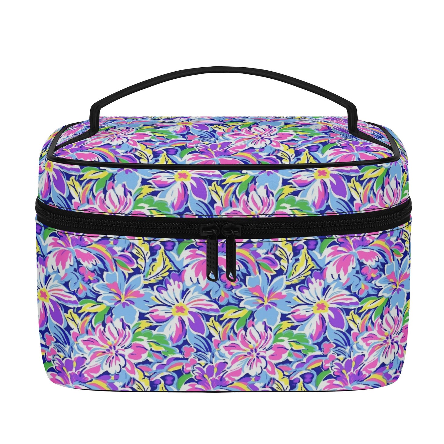 Tropical Burst: Vibrant Summer Flowers in Full Bloom Cosmetic or Toiletry Bag Faux Leather (PU)