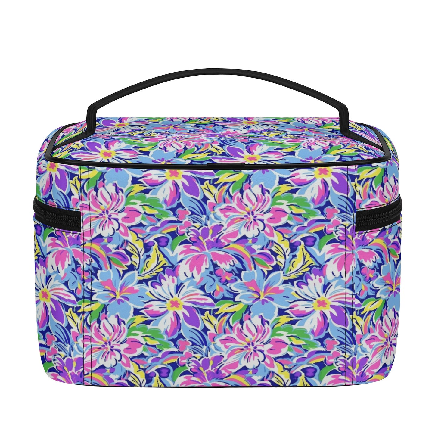 Tropical Burst: Vibrant Summer Flowers in Full Bloom Cosmetic or Toiletry Bag Faux Leather (PU)