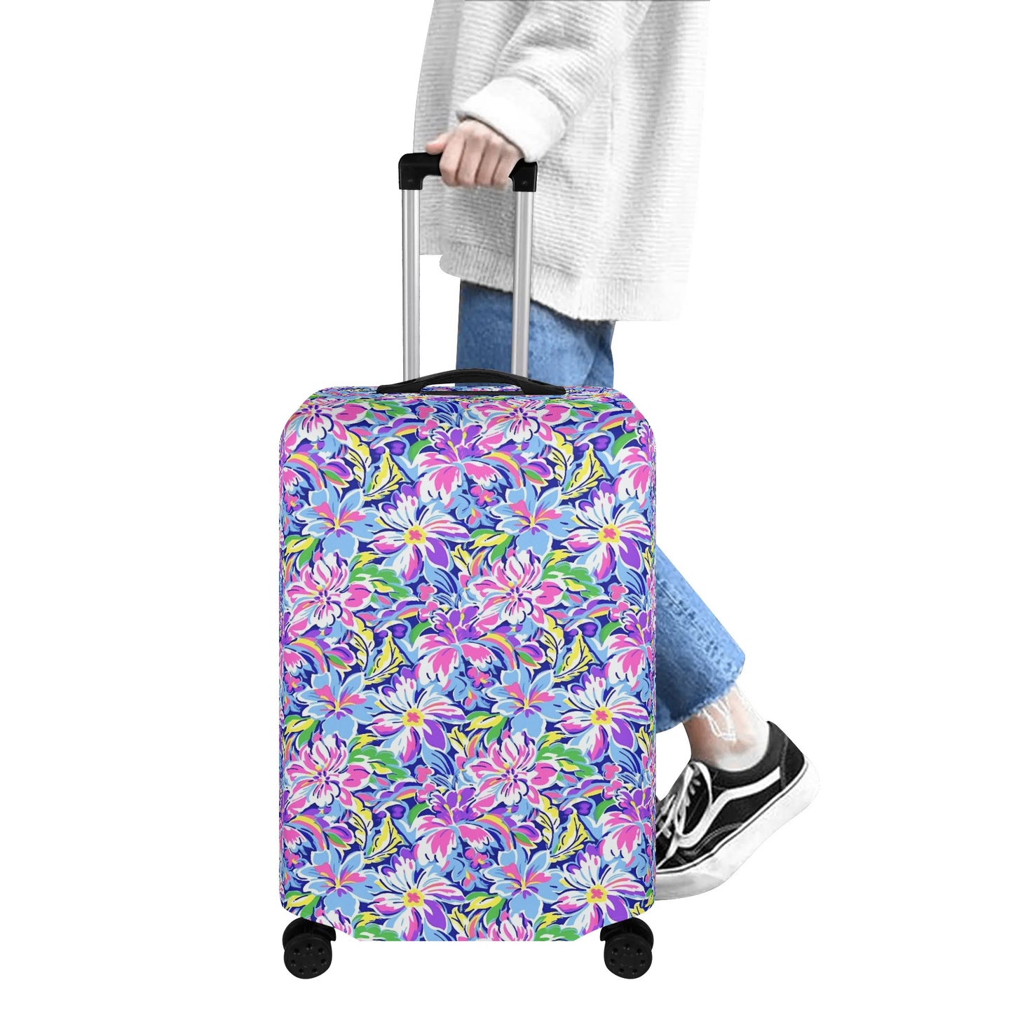 Tropical Burst: Vibrant Summer Flowers in Full Bloom Luggage Protector and Cover 4 Sizes