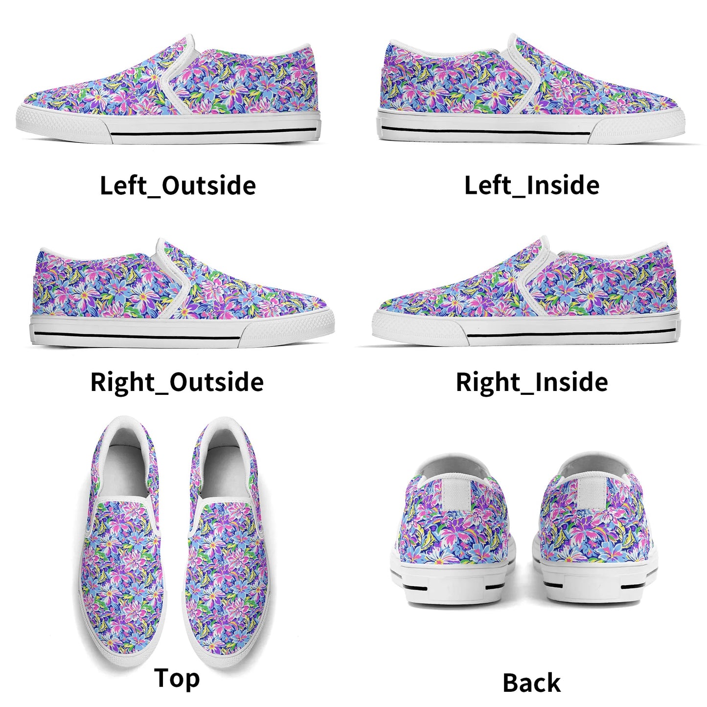 Tropical Burst: Vibrant Summer Flowers in Full Bloom Womens Canvas Slip On Shoes US5-US12