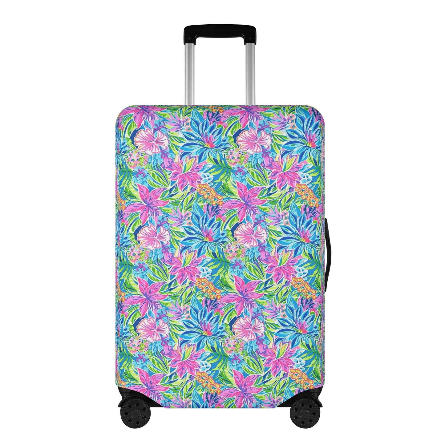 Summer Harmony: Pink and Blue Blooms with Lush Green Leaves Luggage Protector and Cover 4 Sizes