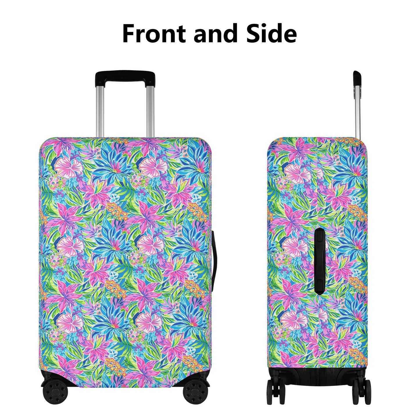 Summer Harmony: Pink and Blue Blooms with Lush Green Leaves Luggage Protector and Cover 4 Sizes