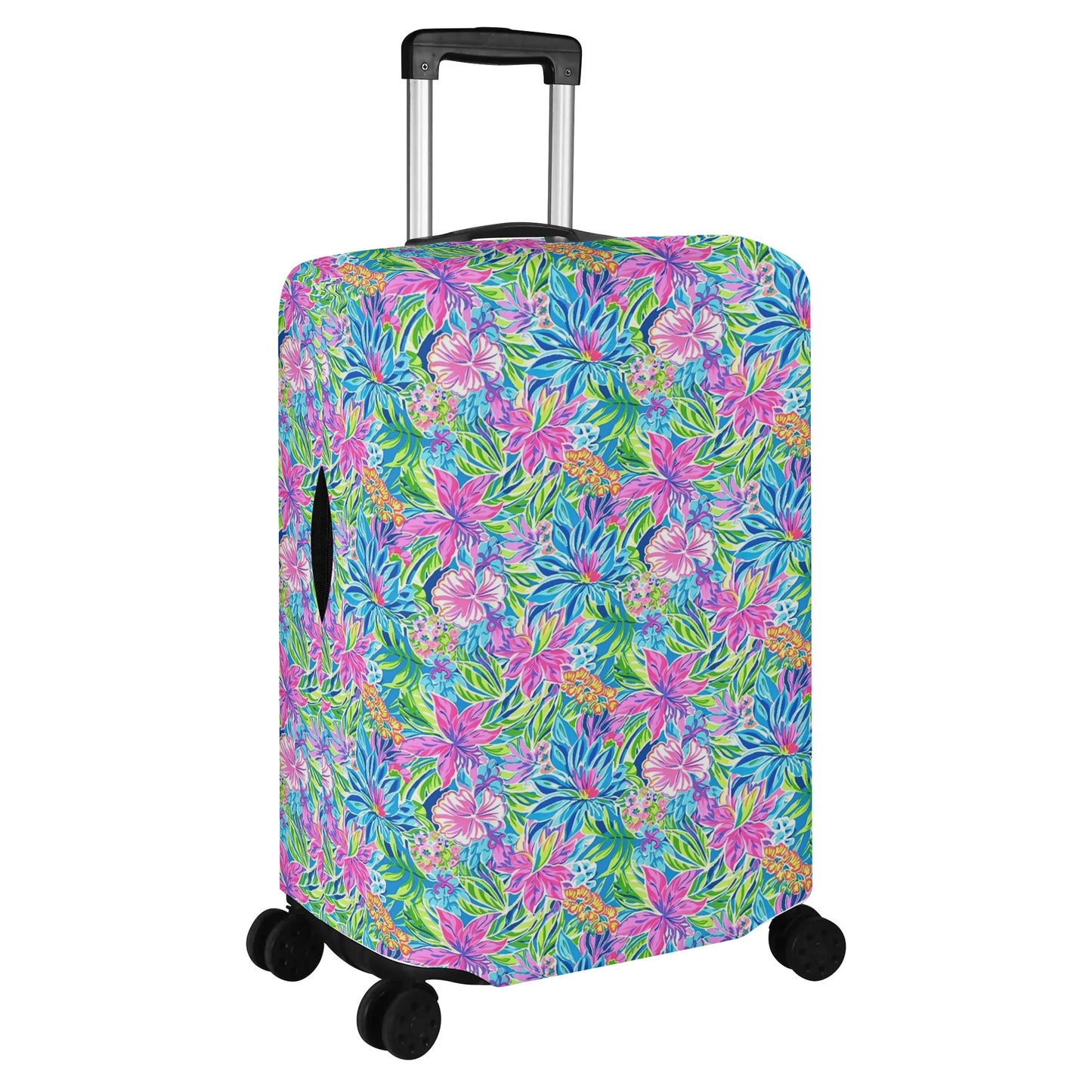 Summer Harmony: Pink and Blue Blooms with Lush Green Leaves Luggage Protector and Cover 4 Sizes