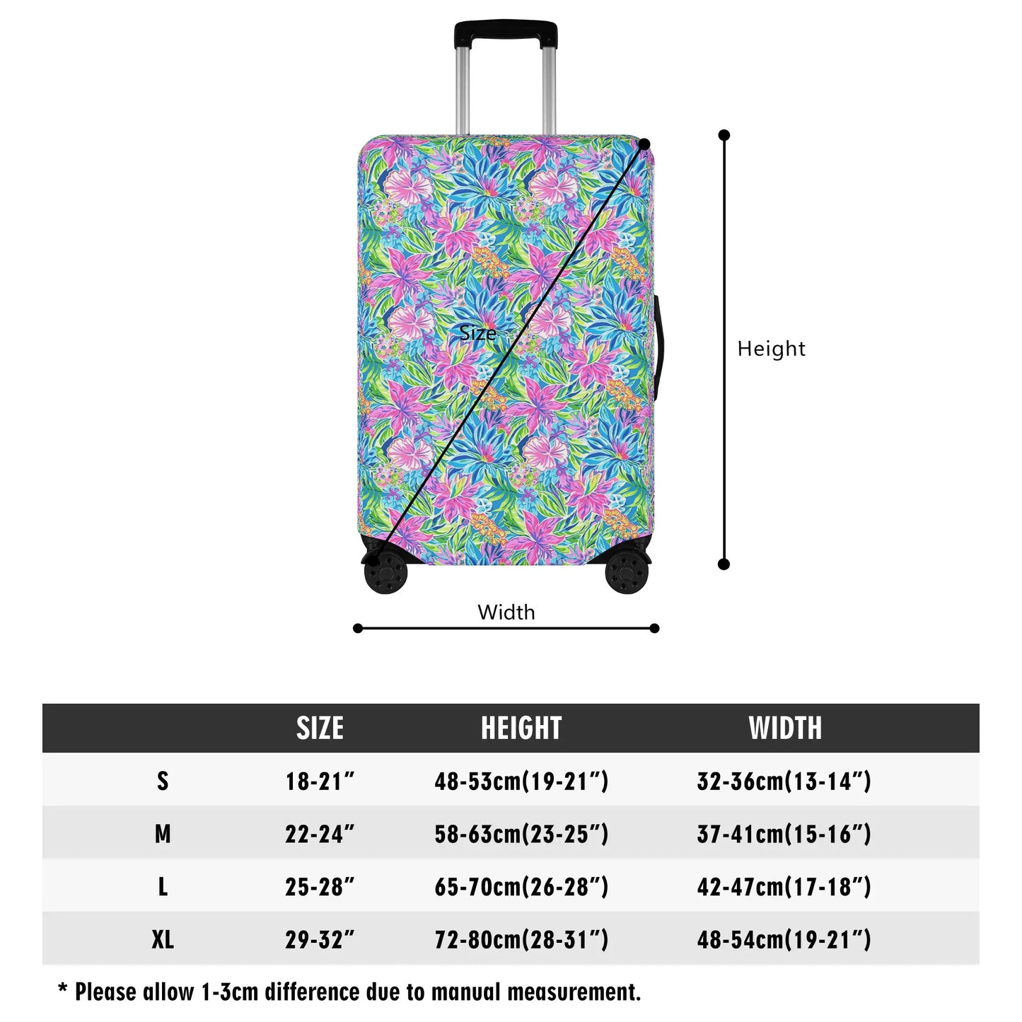 Summer Harmony: Pink and Blue Blooms with Lush Green Leaves Luggage Protector and Cover 4 Sizes