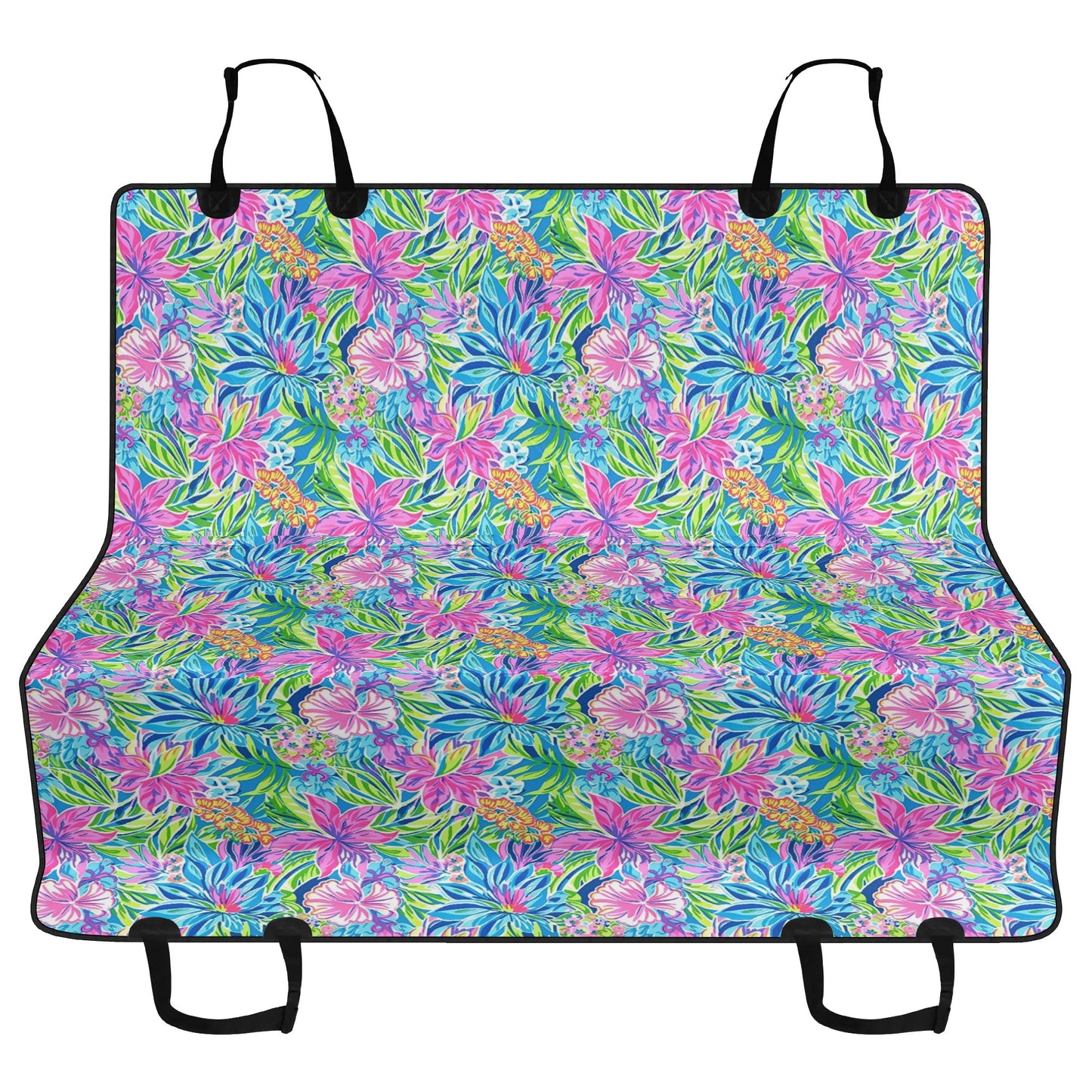 Summer Harmony: Pink and Blue Blooms with Lush Green Leaves Car Pet Seat Cover 2 Sizes