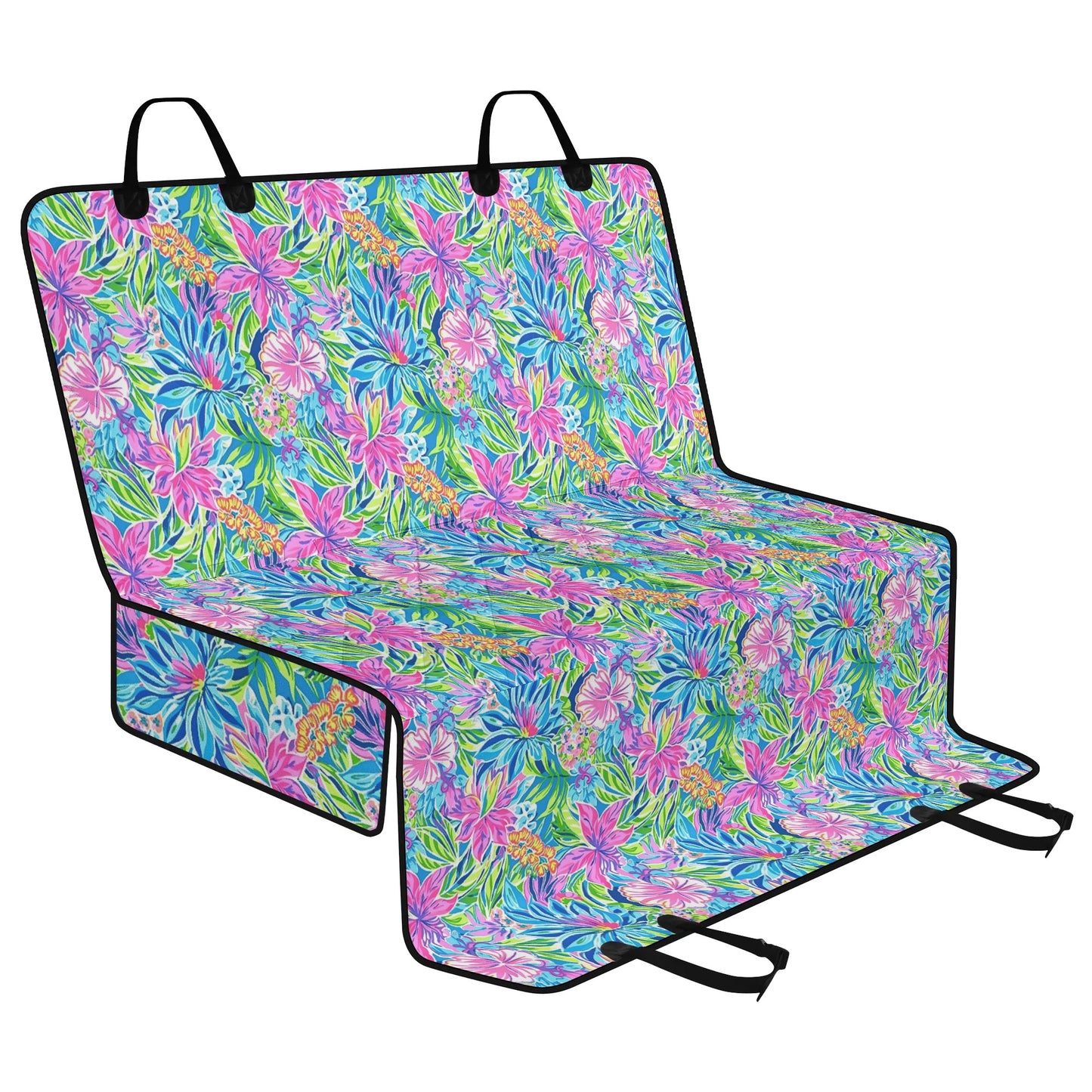 Summer Harmony: Pink and Blue Blooms with Lush Green Leaves Car Pet Seat Cover 2 Sizes