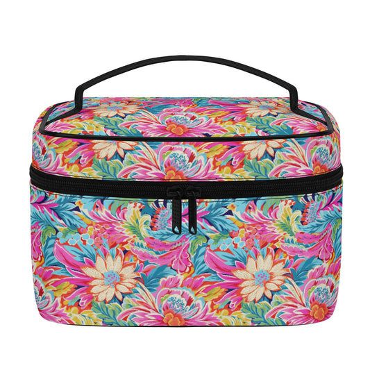 Coastal Summer Blooms: Bright Floral Watercolors in Coastal Hues Cosmetic or Toiletry Bag Faux Leather (PU)