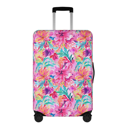 Rainbow Tropics: Watercolor Flowers in Vibrant Pink, Green and Orange Hues Luggage Protector and Cover 4 Sizes