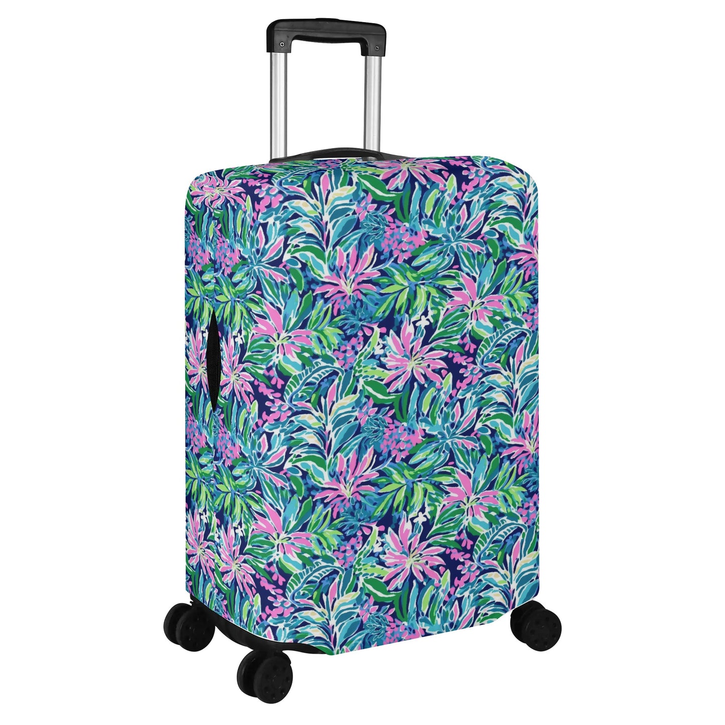 Seaside Blossoms: Coastal Spring Flowers in Pink, Green, and Navy Watercolors Luggage Protector and Cover 4 Sizes