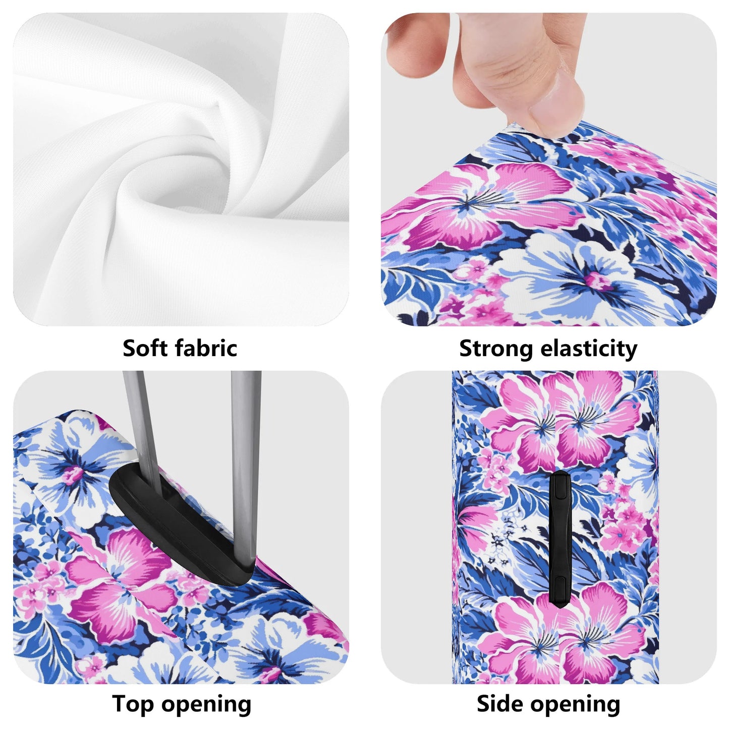 Bright Blooms: Pink and Blue Watercolor Hibiscus in Vivid Splendor Luggage Protector and Cover 4 Sizes