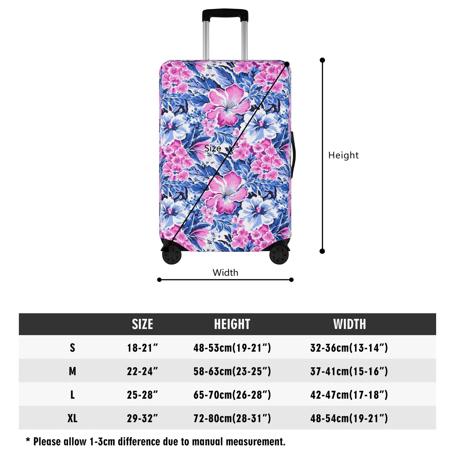 Bright Blooms: Pink and Blue Watercolor Hibiscus in Vivid Splendor Luggage Protector and Cover 4 Sizes