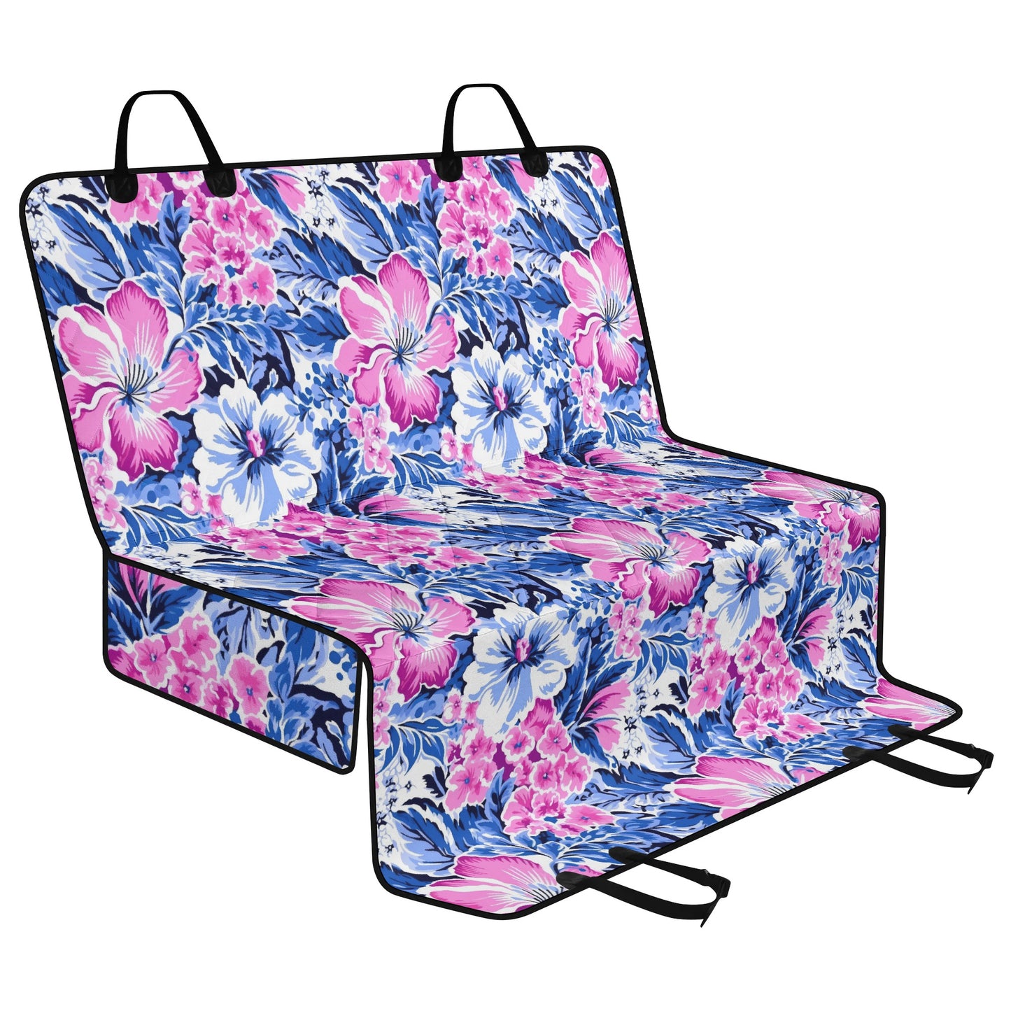 Bright Blooms: Pink and Blue Watercolor Hibiscus in Vivid Splendor Car Pet Seat Cover 2 Sizes