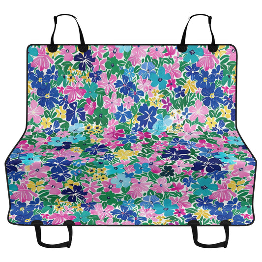 Rainbow Blooms: Vibrant Multi-color Watercolor Flowers in Full Bloom Car Pet Seat Cover 2 Sizes