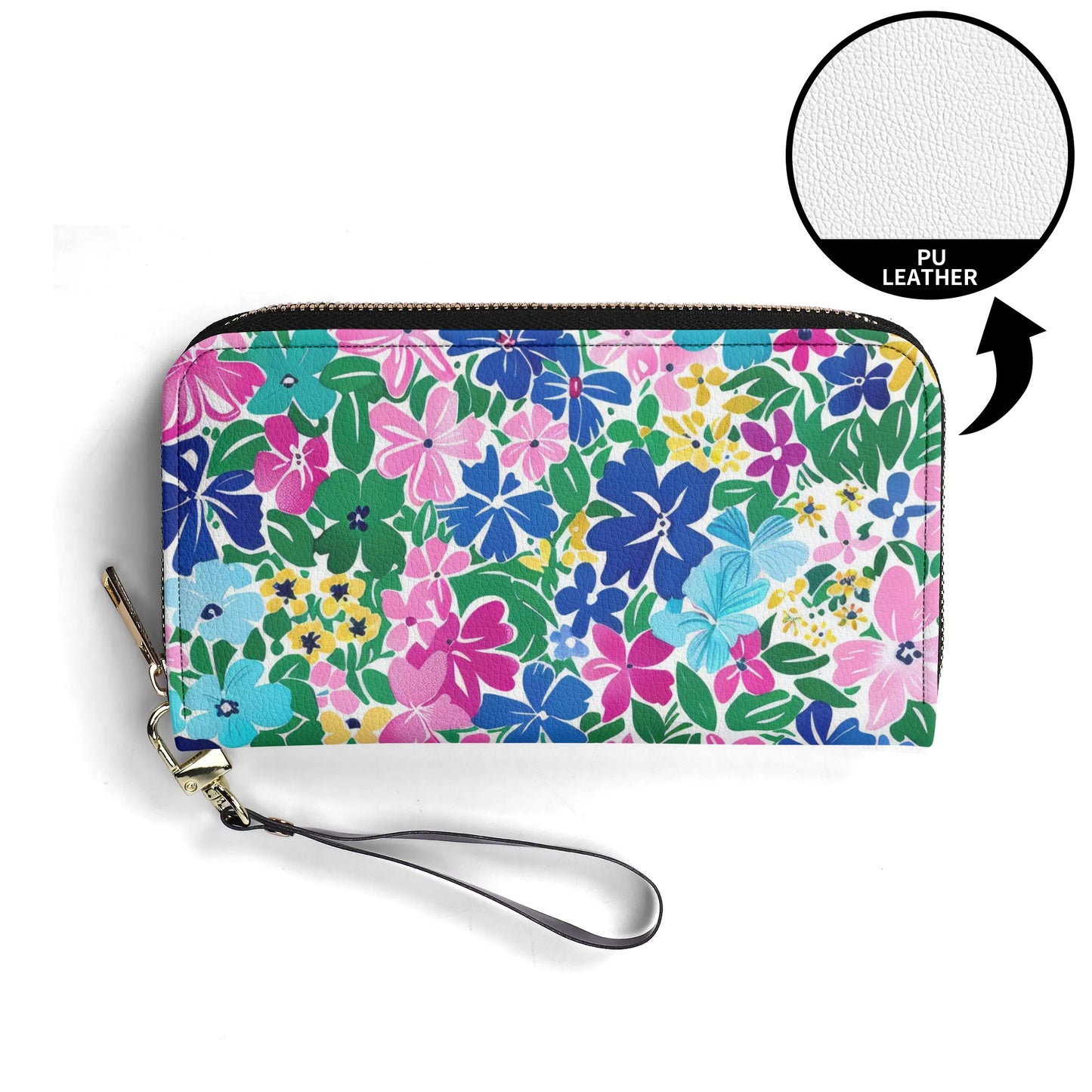 Rainbow Blooms: Vibrant Multi-color Watercolor Flowers in Full Bloom - Leather Wallet (PU)