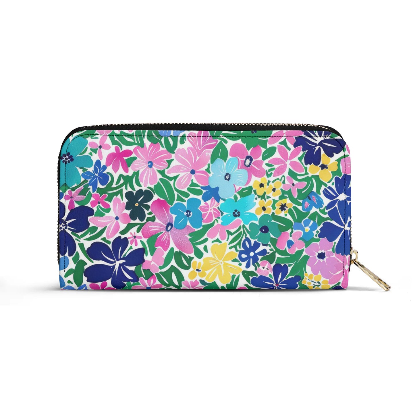 Rainbow Blooms: Vibrant Multi-color Watercolor Flowers in Full Bloom - Leather Wallet (PU)