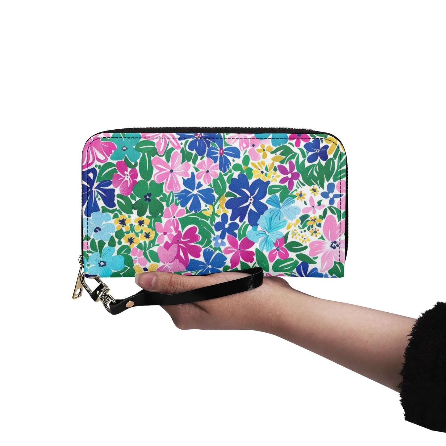 Rainbow Blooms: Vibrant Multi-color Watercolor Flowers in Full Bloom - Leather Wallet (PU)