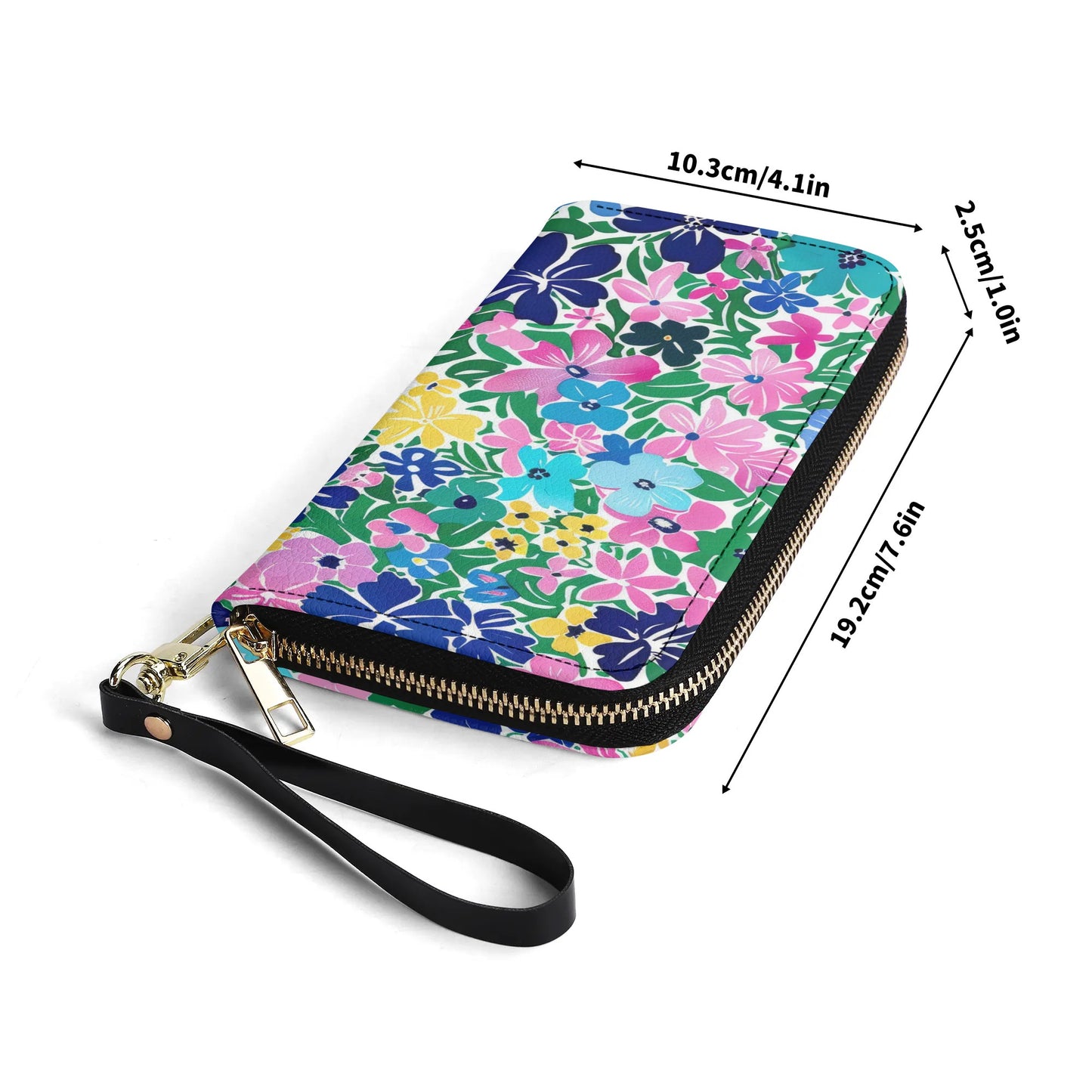 Rainbow Blooms: Vibrant Multi-color Watercolor Flowers in Full Bloom - Leather Wallet (PU)