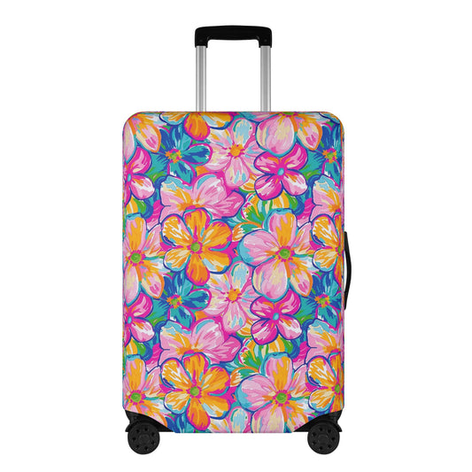 Chromatic Blossoms: Large Watercolor Flowers in Mixed Pinks, Blues, and Oranges Luggage Protector and Cover 4 Sizes