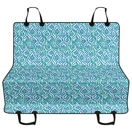 Cool Breeze Elegance: Abstract Damask Pattern in Green and Blue Car Pet Seat Cover 2 Sizes