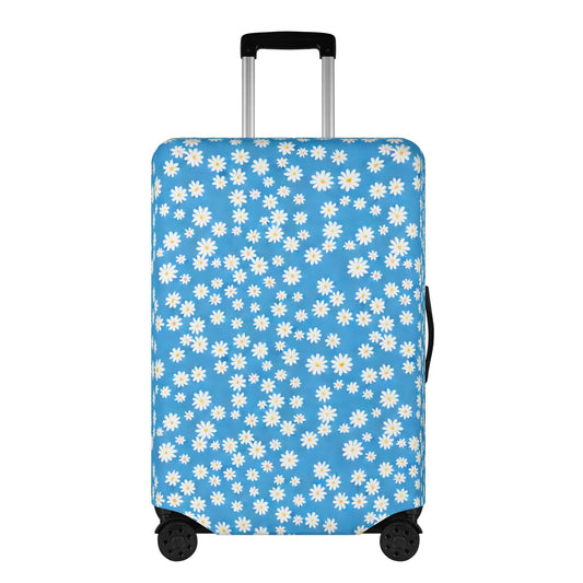 Skys Whisper: Tiny White Daisies on a Serene Blue Luggage Protector and Cover 4 Sizes