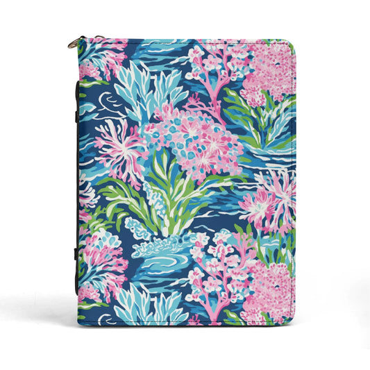 Blush Blossoms: Watercolor Water Garden Adorned with Pink Flowers PU Leather Book or Bible Cover With Pocket