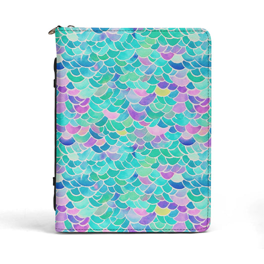 Pastel Seas: Mermaid Tail in Enchanting Pastel Hues PU Leather Bible Cover With Pocket