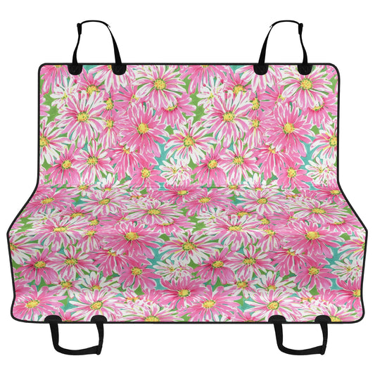 Springs Whisper: Watercolor Pink Daisies Dancing on a Lush Green Stage Car Pet Seat Cover 2 Sizes