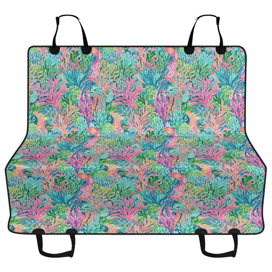 Submerged Spectrum: Vibrant Watercolor Depiction of Underwater Coral Car Pet Seat Cover 2 Sizes